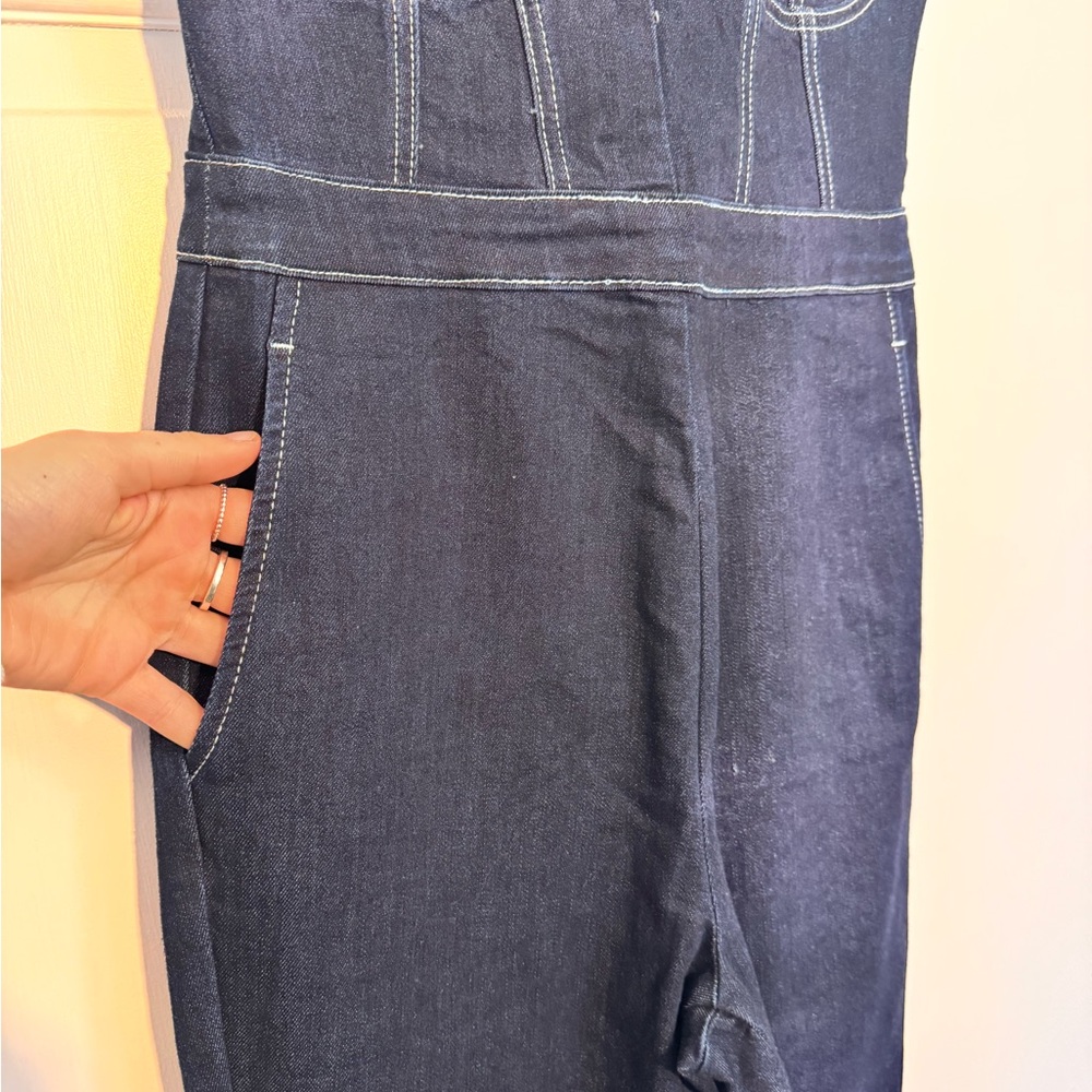 Women's Black Denim Jumpsuit - Picture 6 of 8